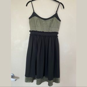 BCBG Cocktail Dress Olive Green Black Knee Lenth
